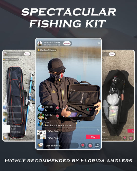 Ghosthorn Fishing Rod and Reel Combo, Telescopic Fishing Pole for Men Collapsible Portable Fishing Kit Compat Travel Fishing Pole with Carrier Bag Freshwater Saltwater Fishing Gifts for Dad 6Ft