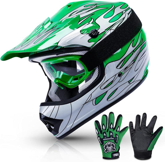 TCMT Youth Kids Helmet Motocross ATV Dirtbike BMX MX Offroad Full Face Motorcycle Helmet Gloves Goggles Dot Approved