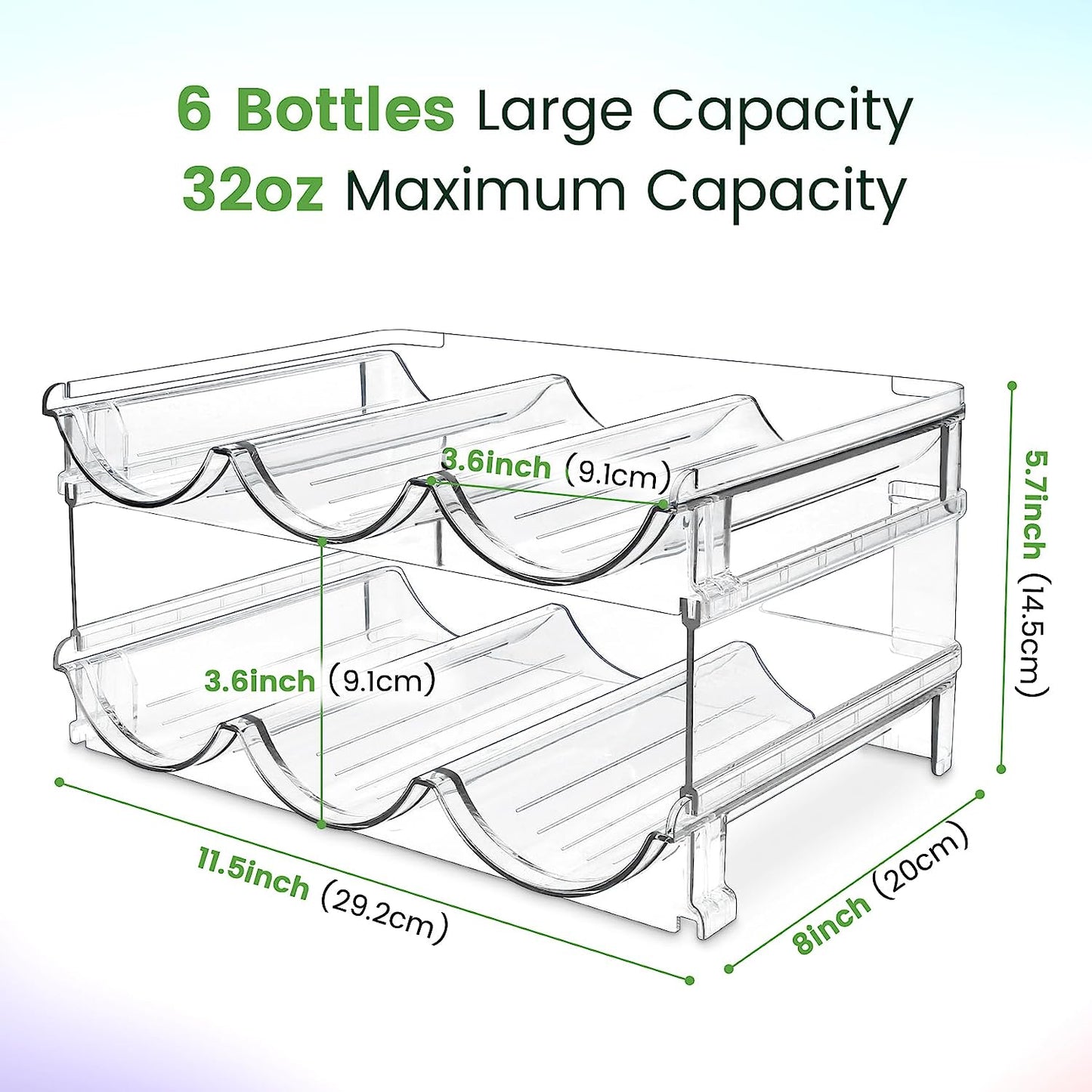Spospo Water Bottle Organizer for Cabinet, Water Bottle Storage Organizer, 2 Packs Water Bottle Storage Rack, Water Bottle Holder for Cabinet, Stackable Water Bottle Storage Rack
