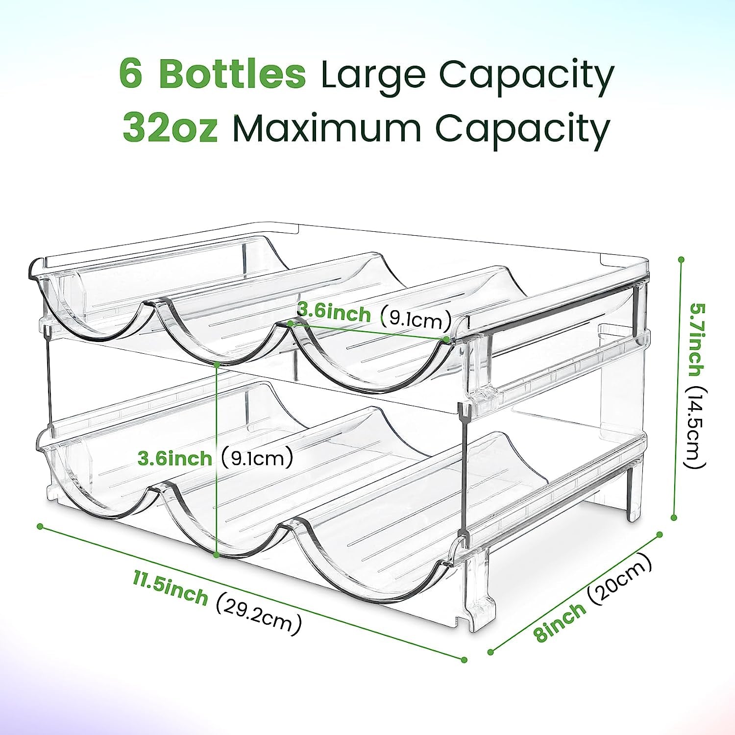 Spospo Water Bottle Organizer for Cabinet, Water Bottle Storage Organizer, 2 Packs Water Bottle Storage Rack, Water Bottle Holder for Cabinet, Stackable Water Bottle Storage Rack