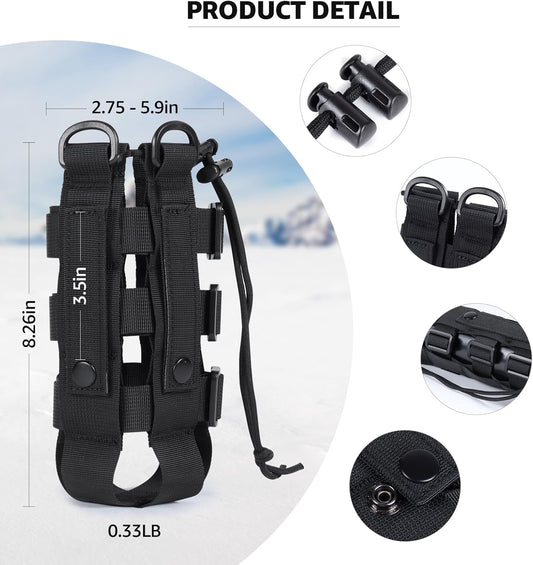 Molle Water Bottle Holder for Backpack,Drawstring Adjustable Straps Molle Pouches for 20 32 36 48 Oz Water Bottle