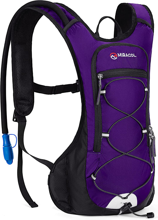 MIRACOL Hydration Pack Water Backpack - Water Pack with 2L Water Bladder - Hydration Backpack Hydropack for Running Biking Cycling Hiking Rave Festival