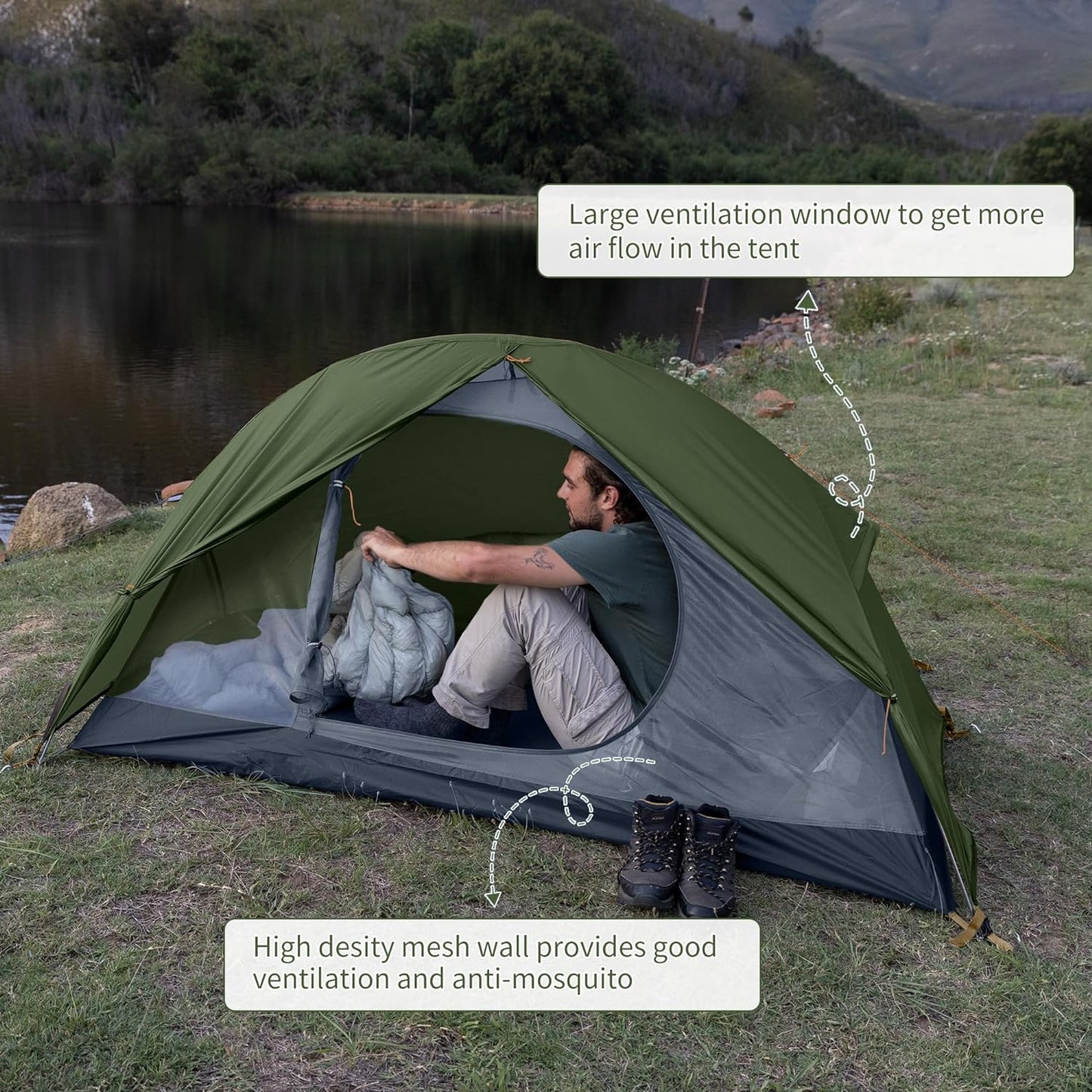 Naturehike Backpacking Tent for 1 Person Camping Hiking Lightweight Waterproof One Person Tent with Footprint